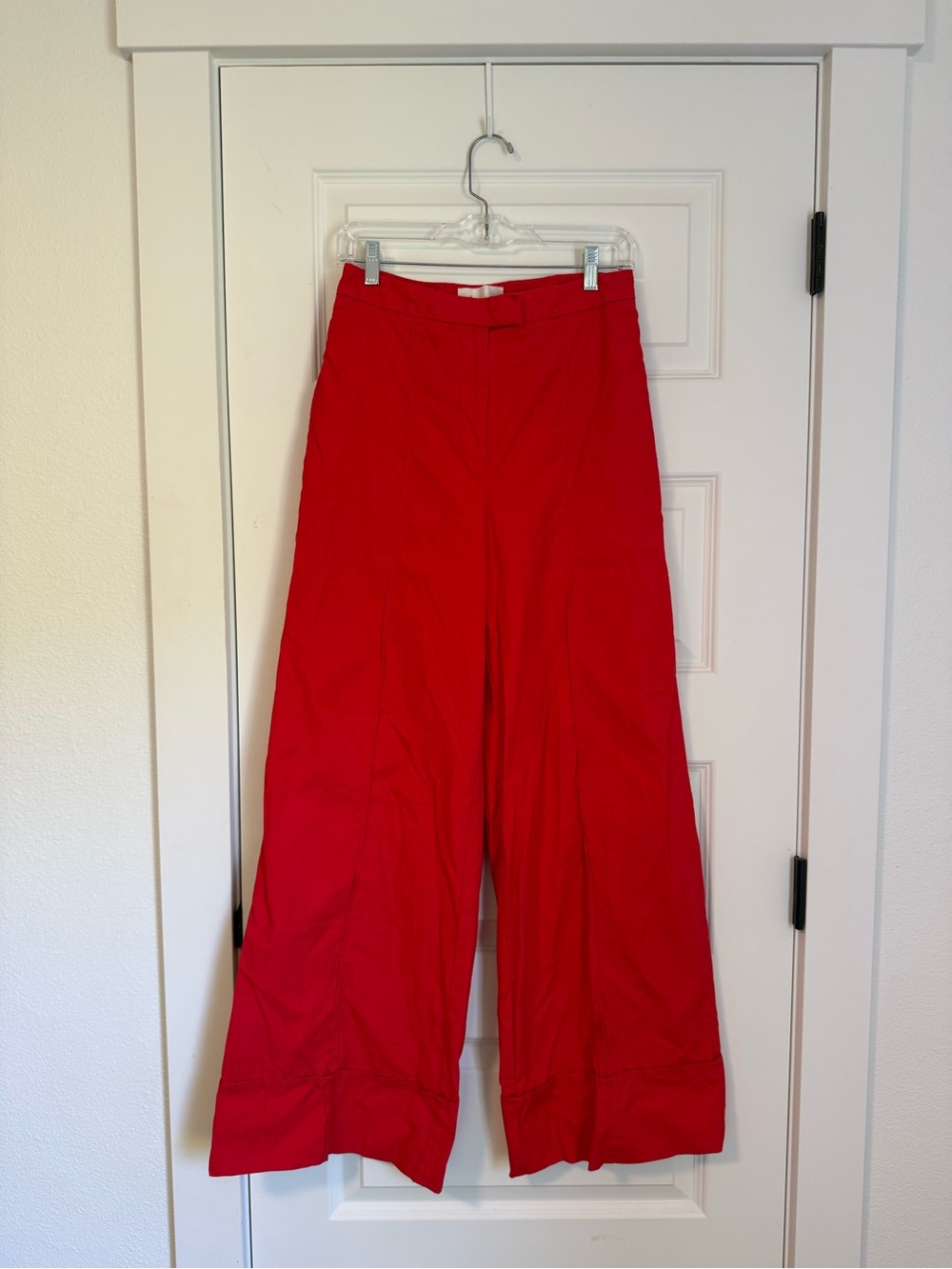 Anthropologie Red Wide-Leg Trousers